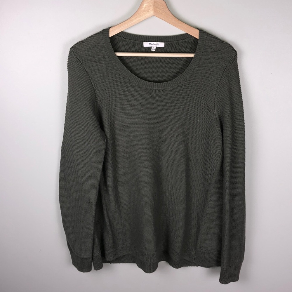 Madewell Long Sleeve Knit Crewneck Green Sweater
